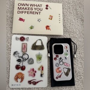 Burga It Girl iPhone 15 Pro case and It Girl Bubble stickers New in package